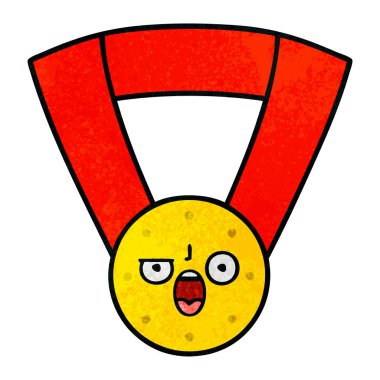 Retro grunge doku karikatür altın madalya