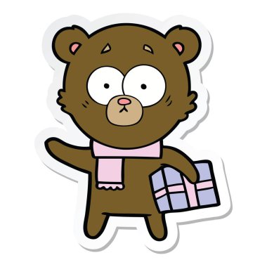 sinir Noel ayı karikatür Sticker