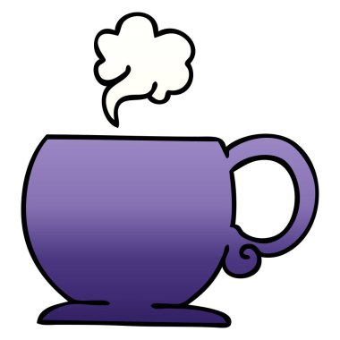 ilginç degrade gölgeli çizgi film sıcak içecek