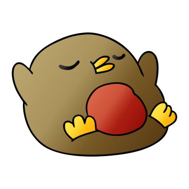 Degrade çizgi film sevimli kawaii kırmızı robin 