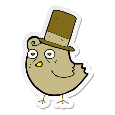şapka giyen bir karikatür kuş Sticker