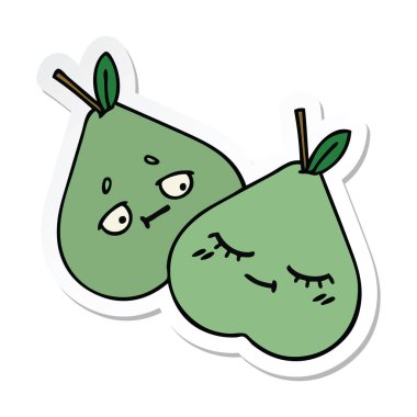 sevimli çizgi yeşil armut etiket