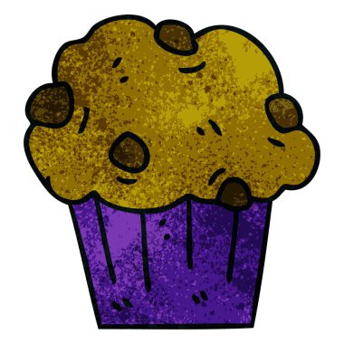 ilginç el karikatür çikolatalı muffin kek çekilmiş