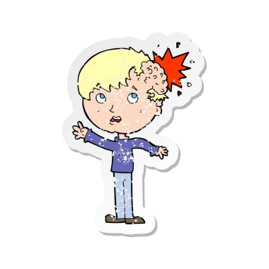 bir karikatür Retro sıkıntılı etiket kafa yaralı