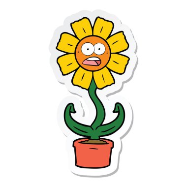 etiket bir çizgi film şok çiçek