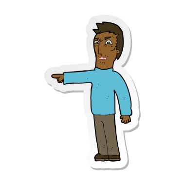 etiket işaret eden bir çizgi film kızgın adam