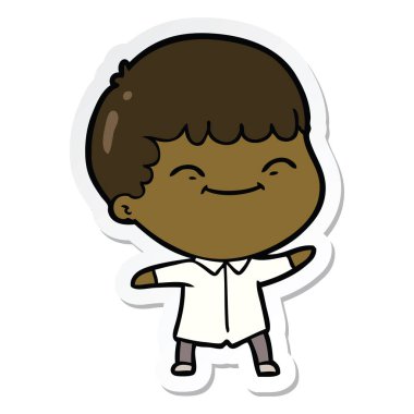 etiket bir karikatür mutlu çocuk