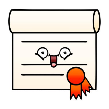 Degrade gölgeli karikatür sertifika