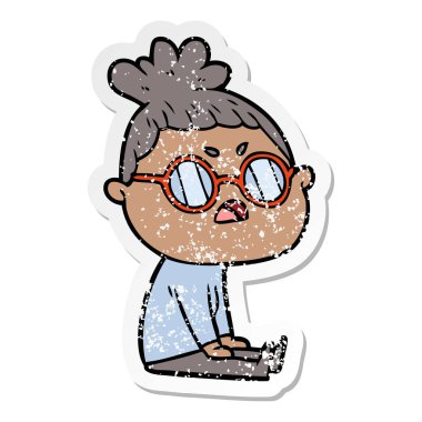 bir karikatür rahatsız kadının sıkıntılı etiket