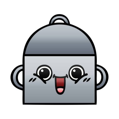 bir tencereye degrade gölgeli karikatür