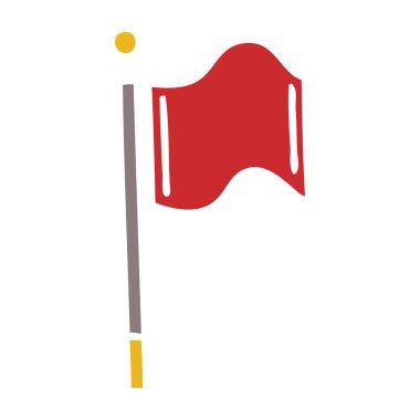 düz renk retro karikatür bir kırmızı bayrak