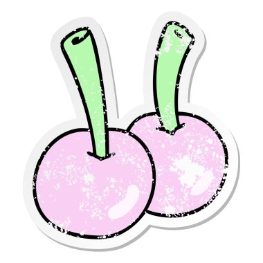 ilginç bir el sıkıntılı etiket çizilmiş karikatür kiraz