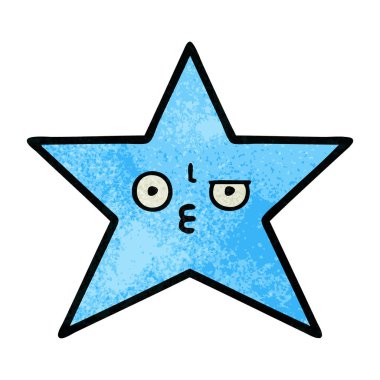 Retro grunge doku çizgi film yıldız balık