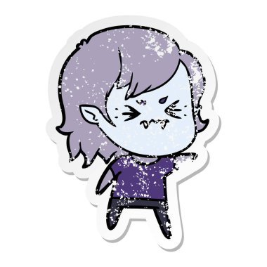 bir rahatsız çizgi film vampir kızın sıkıntılı etiket