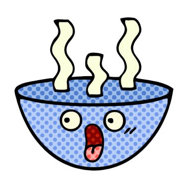 çizgi roman tarzı karikatür bir kase sıcak çorba