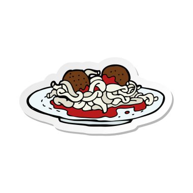 etiket bir karikatür spagetti ve köfte