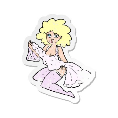 değişen bir karikatür kadının Retro sıkıntılı etiket