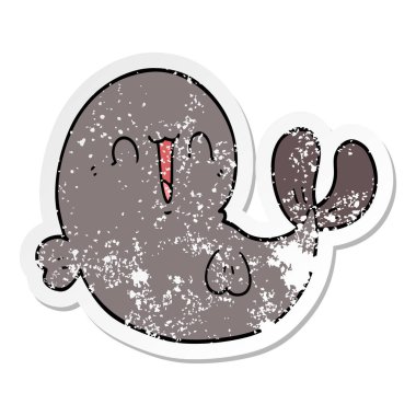 sevimli çizgi balina sıkıntılı etiket