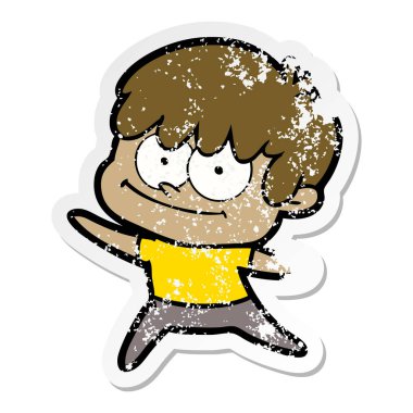 bir mutlu çizgi film adamın sıkıntılı etiket