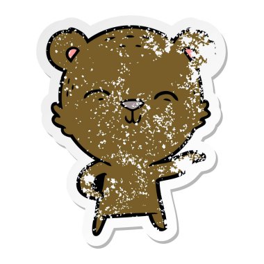 mutlu karikatür ayı sıkıntılı etiket