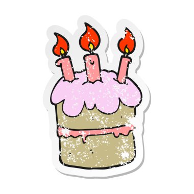 karikatür doğum günü pastası sıkıntılı etiket