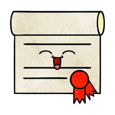 Retro grunge doku karikatür, bir sertifikanın