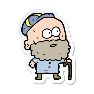 baston olan bir çizgi film yaşlı adam etiketi