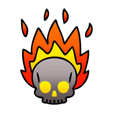 ilginç degrade gölgeli karikatür kafatası