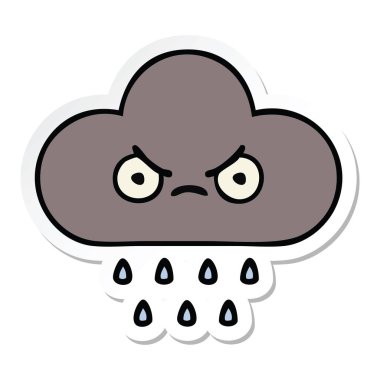 sevimli çizgi fırtına yağmur bulutu etiket
