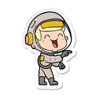 mutlu karikatür astronotun etiket