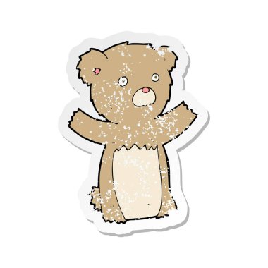 bir çizgi film oyuncak ayı Retro sıkıntılı etiket