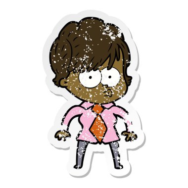 bir çizgi film kadının sıkıntılı etiket