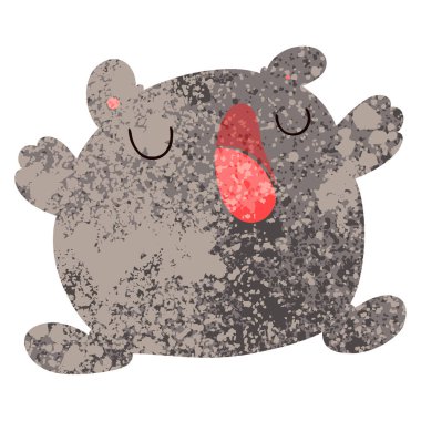 ilginç retro illüstrasyon tarzı çizgi film şarkı ayı