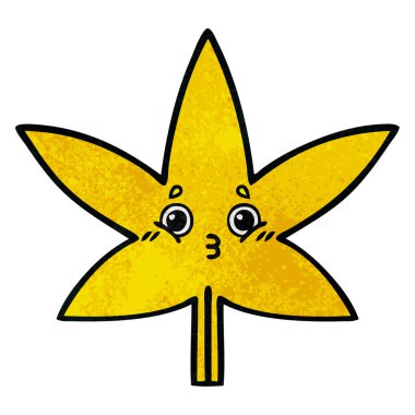 Retro grunge doku çizgi film sonbahar yaprak