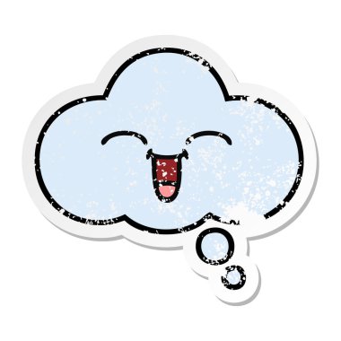 sevimli çizgi düşünce balonu sıkıntılı etiket