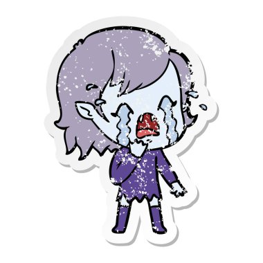 bir çizgi film ağlayan vampir kızın sıkıntılı etiket