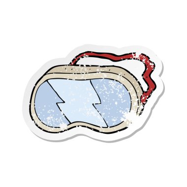 bir karikatür Retro sıkıntılı etiket koruyucu gözlük