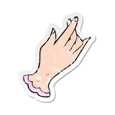 bir çizgi film el Retro sıkıntılı etiket