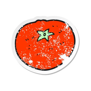 bir çizgi film domates Retro sıkıntılı etiket