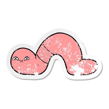 bir çizgi film solucanın sıkıntılı etiket