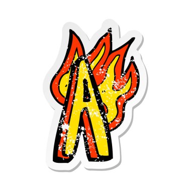 bir çizgi film yanan mektup Retro sıkıntılı etiket