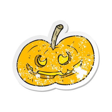 bir karikatür Retro sıkıntılı etiket Cadılar Bayramı Balkabağı