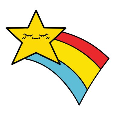 sevimli çizgi bir çekim rainbow yıldız