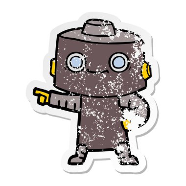 bir çizgi film robot sıkıntılı etiket