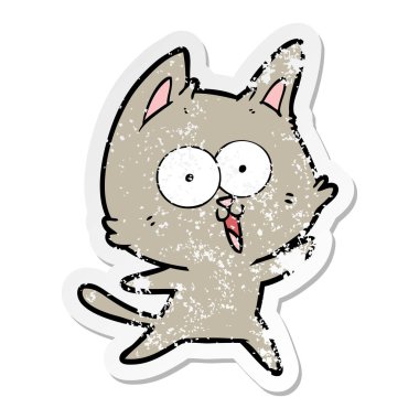 bir komik karikatür kedi sıkıntılı etiket