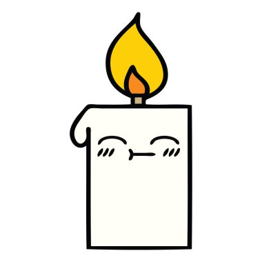 yanan bir mum sevimli çizgi