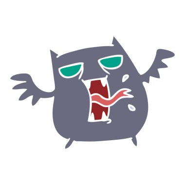 sevimli korkunç kawaii yarasa serbest çizilmiş karikatür