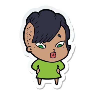 bir çizgi film sürpriz kız etiketi