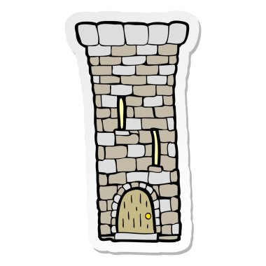 etiket bir çizgi film eski kale kule