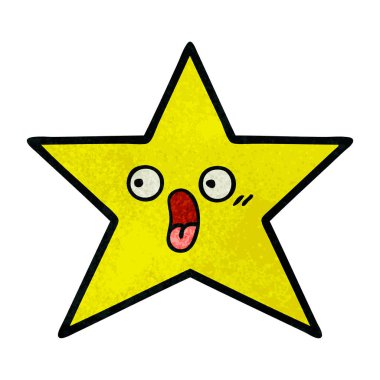 Retro grunge doku karikatür altın bir yıldız